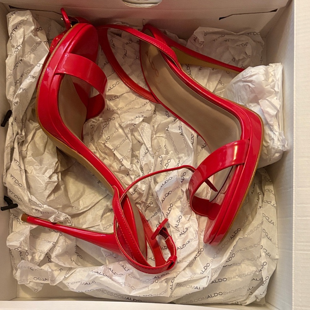 Aldo Vibrant Red Open-Toe Heels